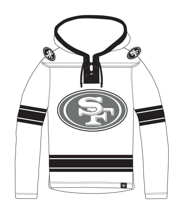 San Francisco 49ers '47 Brand White Wash Superior Lacer Hoodie
