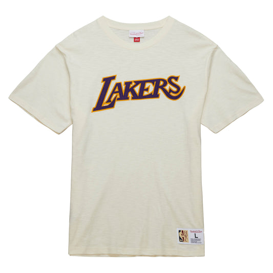 Los Angeles Lakers Mitchell & Ness Heritage Vintage Slub T-Shirt- Cream
