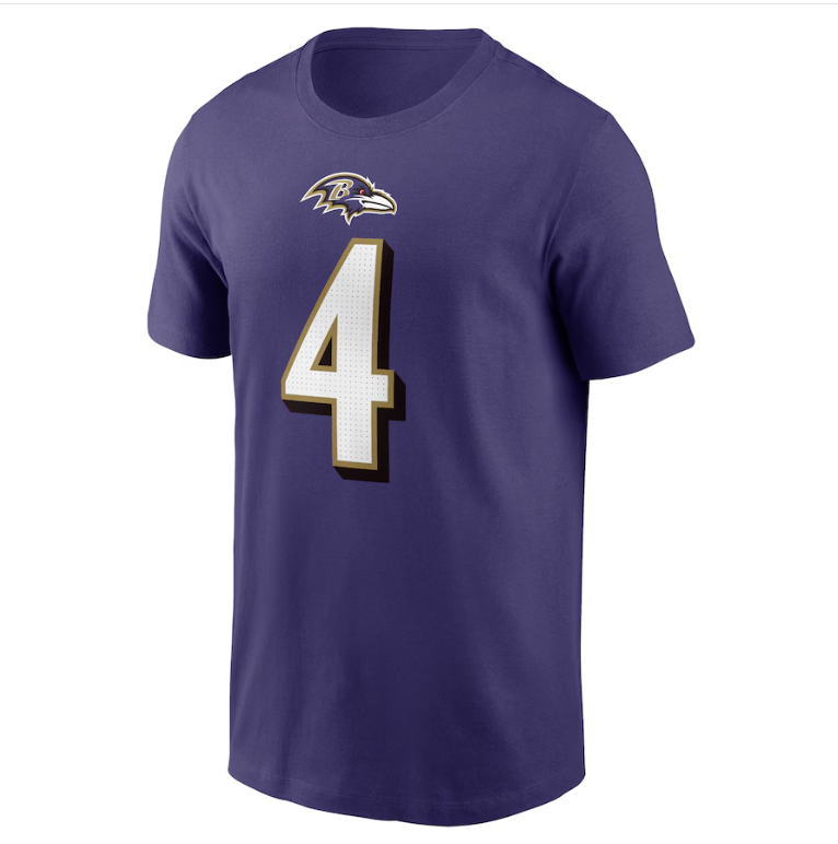 Baltimore Ravens Nike Zay Flowers #4 Youth Fuse Player T-Shirt Purple
