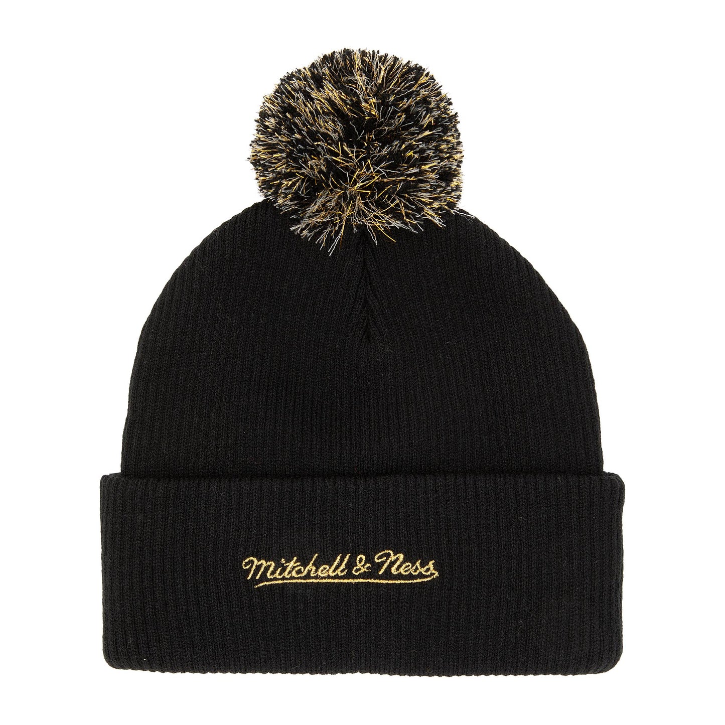 Chicago Bulls Mitchell & Ness MVP Hard Wood Classic Black/Gold Knit Hat w/Pom