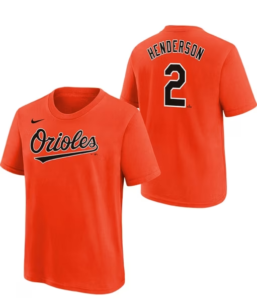 Baltimore Orioles #2 Gunnar Henderson Nike Pre-School Kids Player T-Shirt Orange