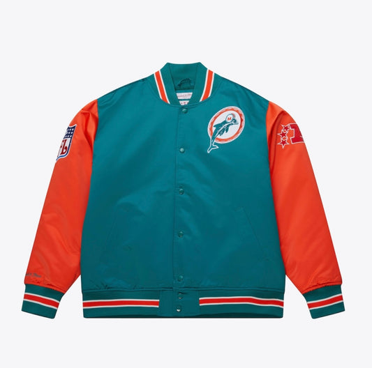 Miami Dolphins Mitchell & Ness Heavyweight Prime Time Satin Jacket