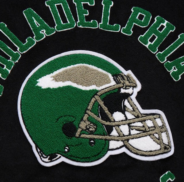 Philadelphia Eagles Mitchell & Ness Wool Black Out Varsity Jacket