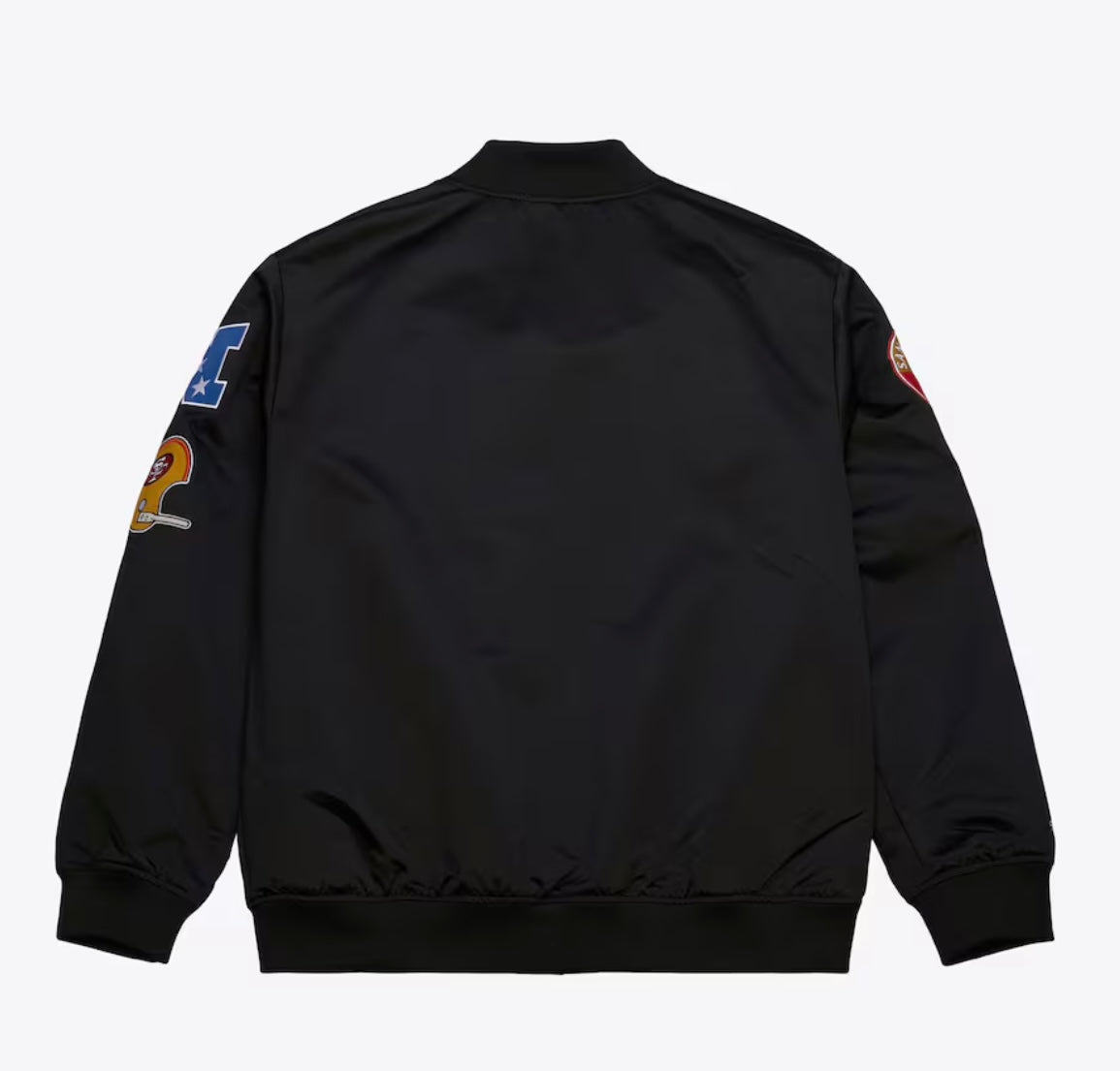 San Francsco 49ers Mitchell & Ness Black Out Collection Mid Weight Satin Jacket -Black