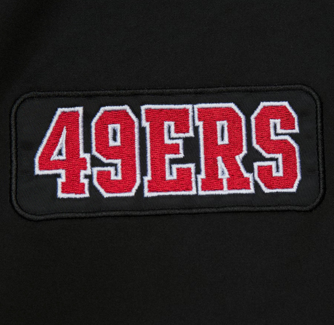 San Francsco 49ers Mitchell & Ness Black Out Collection Mid Weight Satin Jacket -Black
