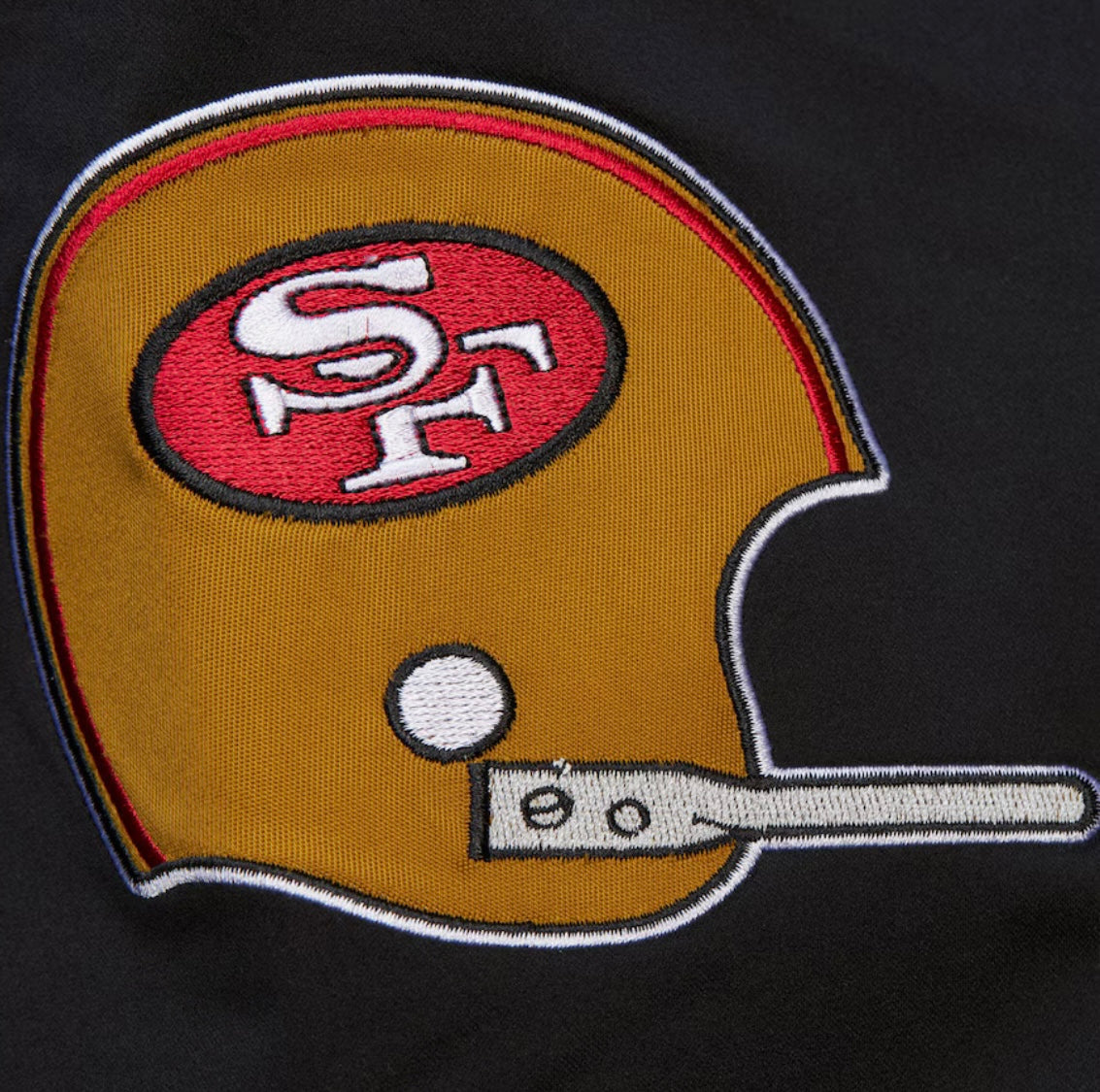 San Francsco 49ers Mitchell & Ness Black Out Collection Mid Weight Satin Jacket -Black