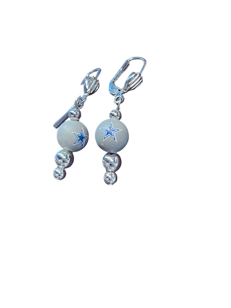 Dallas Cowboys Shell Ball Dangle Clasp Earrings