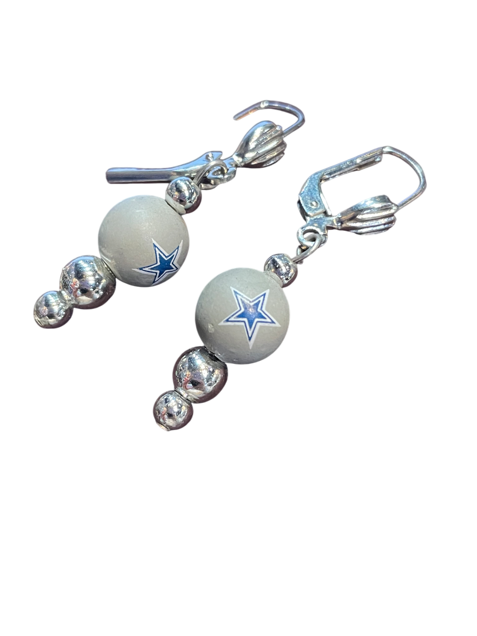 Dallas Cowboys Shell Ball Dangle Clasp Earrings