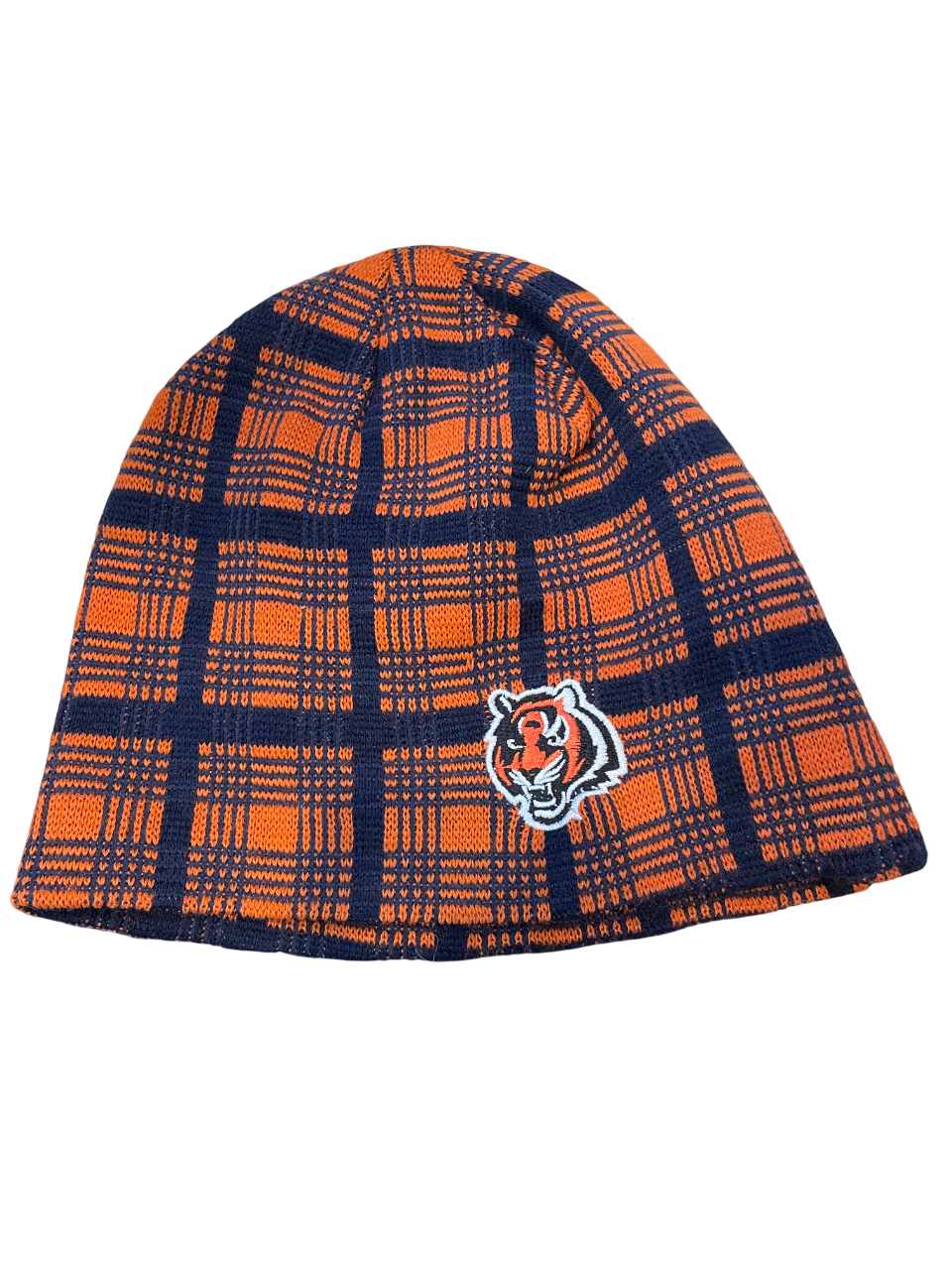 Cincinnati Bengals Basic Plaid Knit Hat- Black/Orange