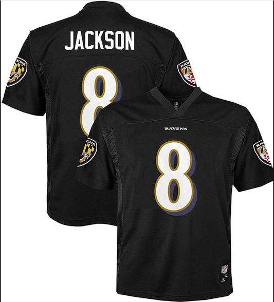 Balitmore Ravens Outerstuff #8 Lamar Jackson Youth Mid Tier Black Jersey