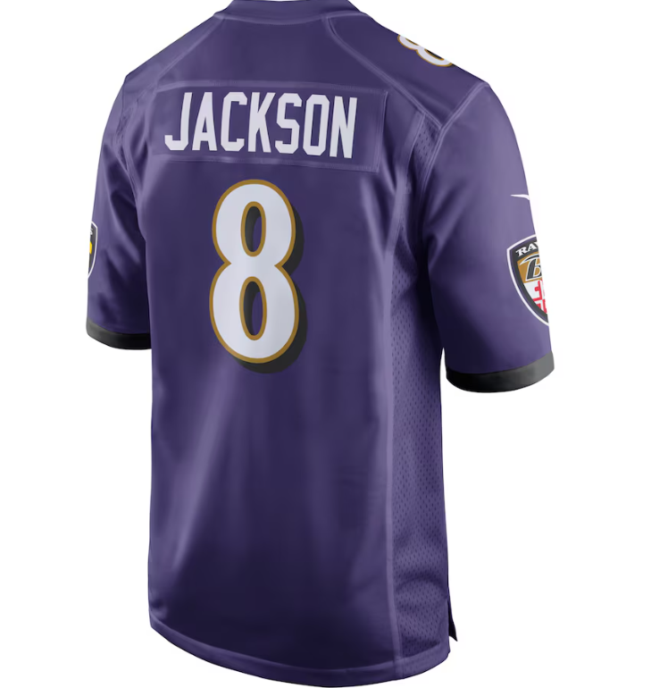 Baltimore Ravens Nike #8 Lamar Jackson Game Purple Jersey Men's