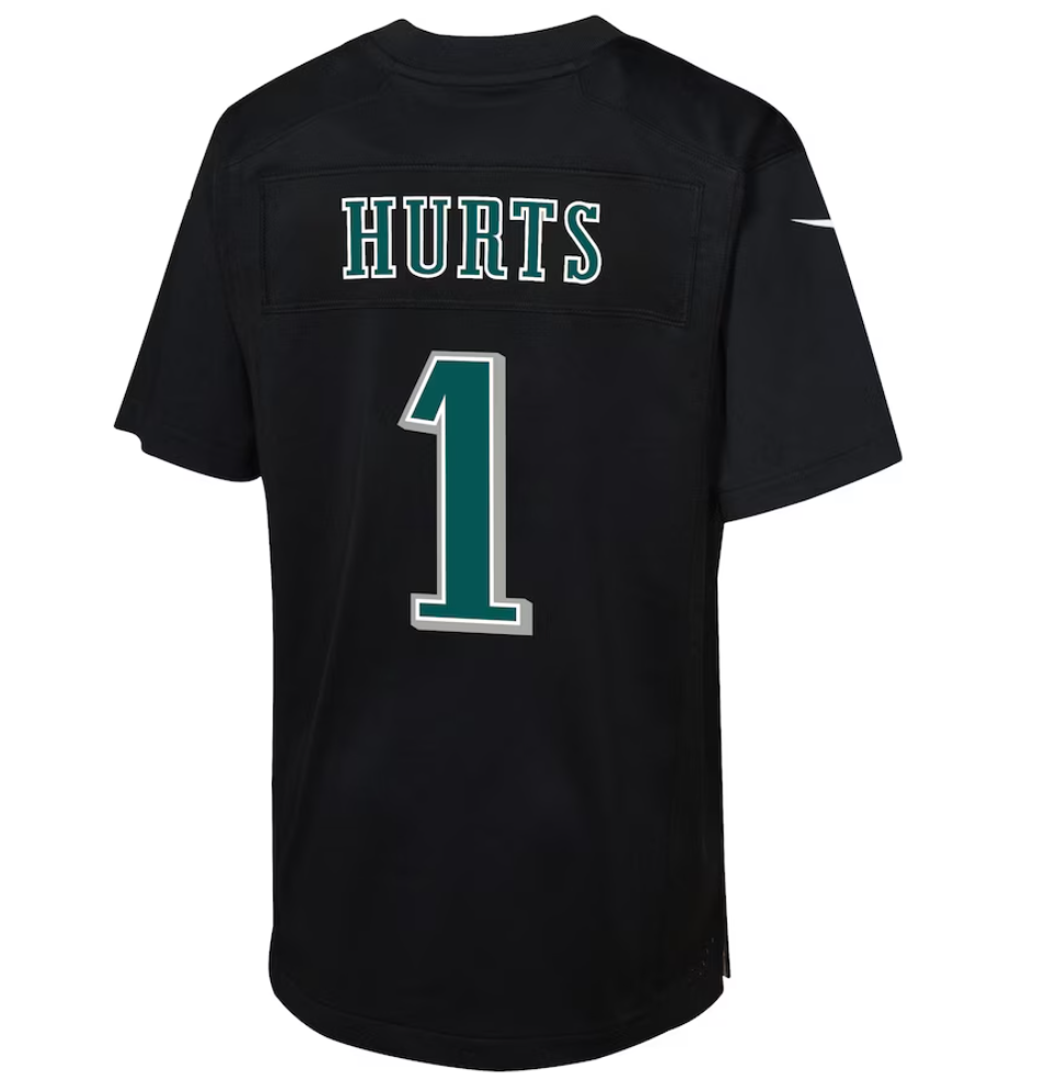 Jalen Hurts Philadelphia Eagles Nike Youth Super Bowl LIX Patch Game Player Jersey - Carbon Black