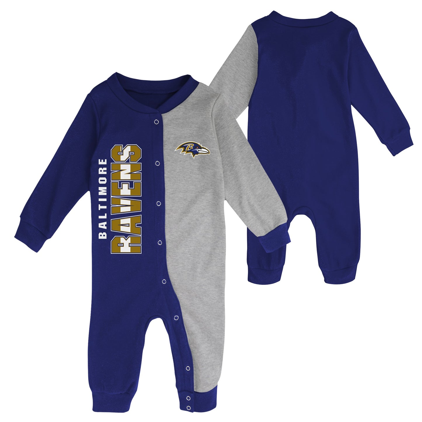 Baltimore Ravens Outerstuff Infant Half Time Coveralls Long Sleeve Sleeper Bodysuit