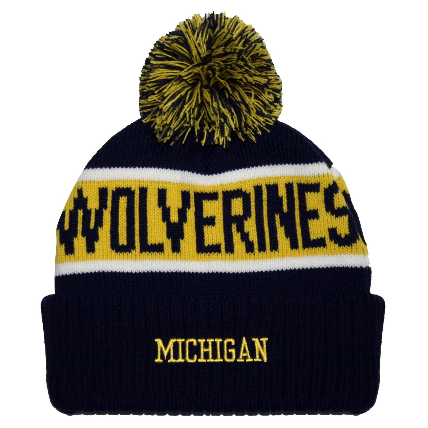 Michigan Wolverines Franchise Club Warrior Knit Hat - Navy w/ Pom Pom