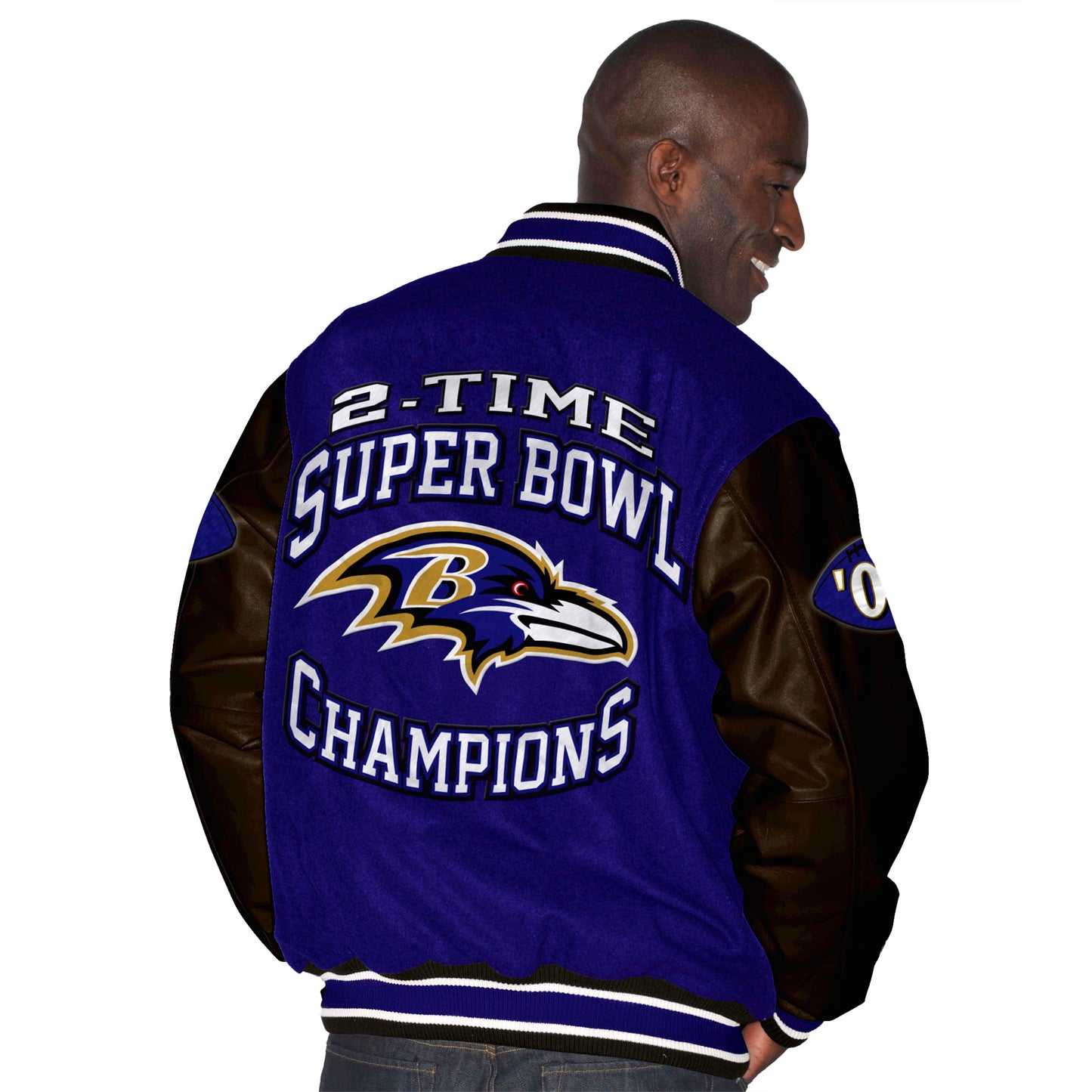 Baltimore Ravens Purple 2-time Super Bowl Champions Wool Leather Jacket -GIII