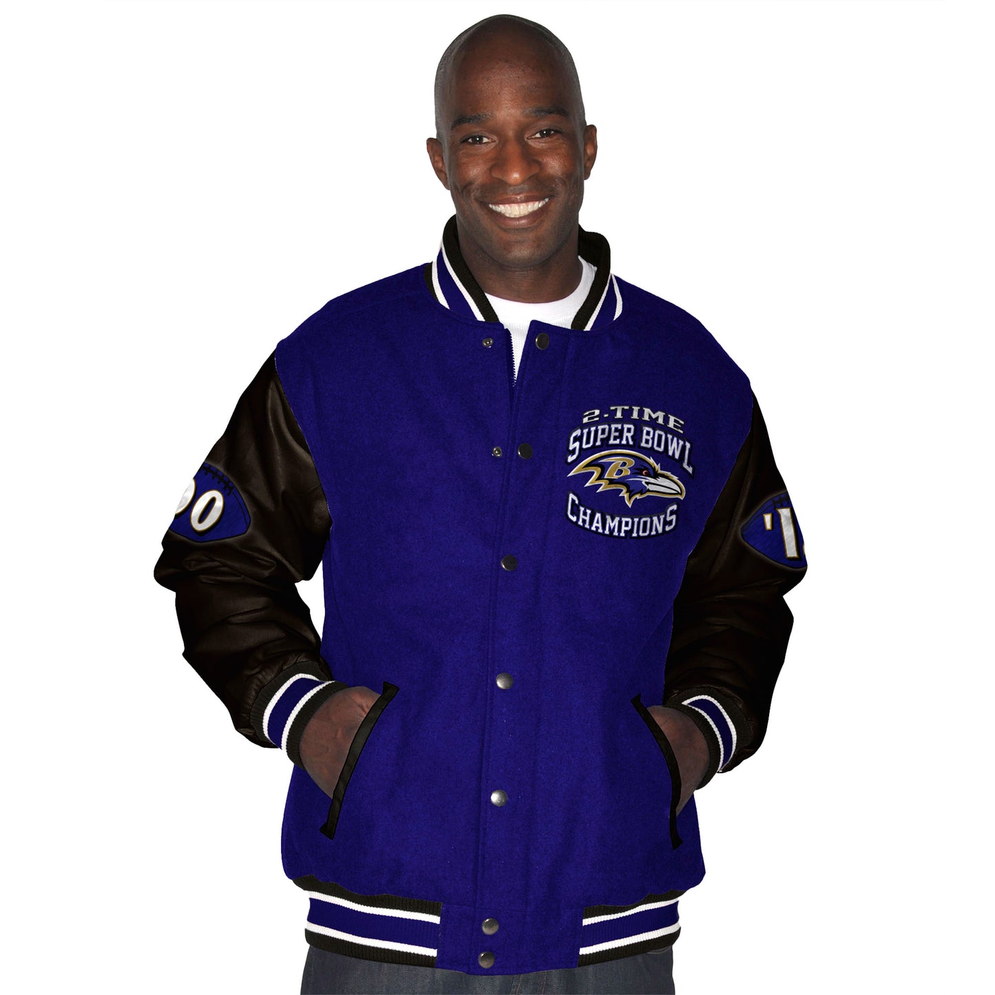 Baltimore Ravens Purple 2-time Super Bowl Champions Wool Leather Jacket -GIII