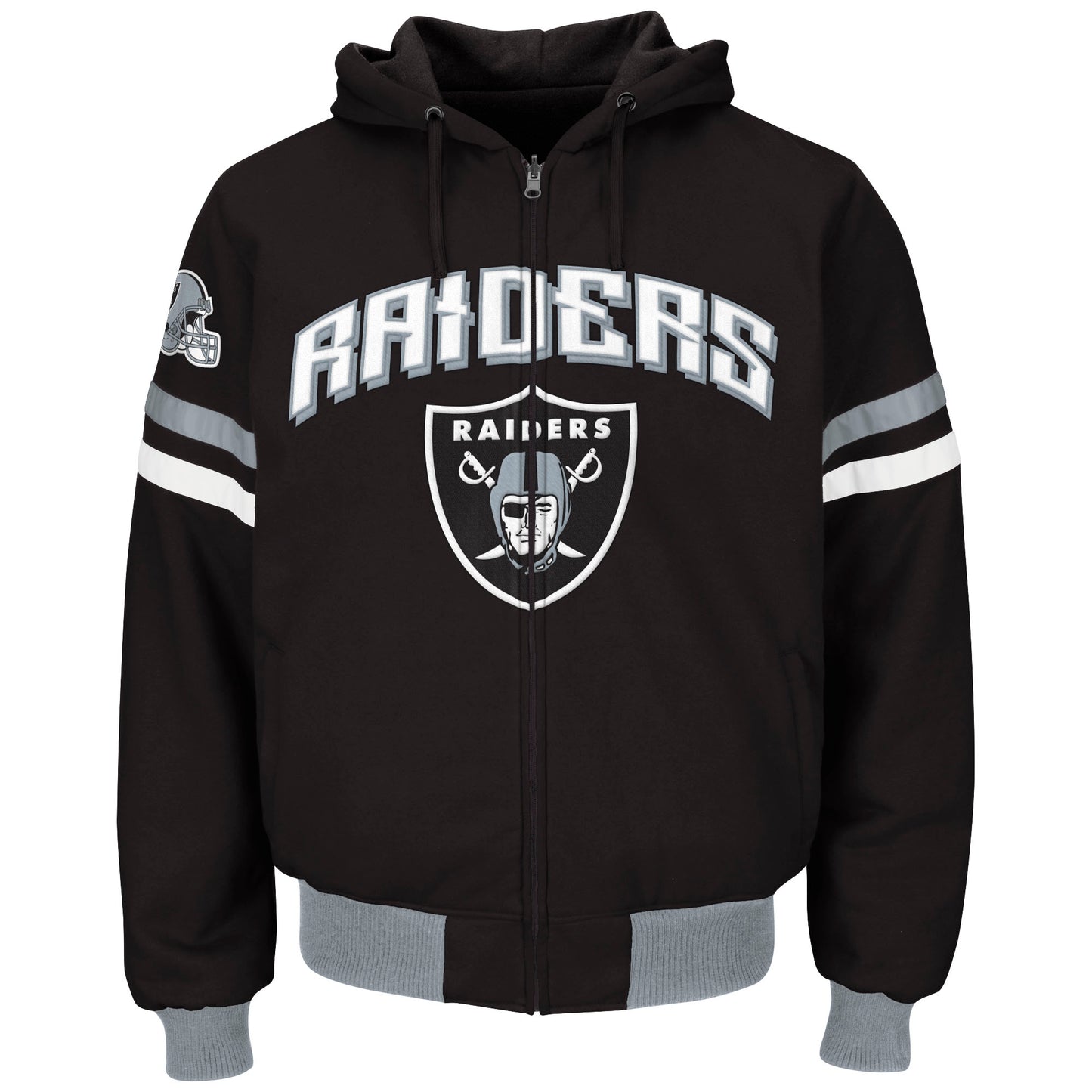 Oakland Raiders Zone Reversible Hooded Jacket By G-III Black/Black