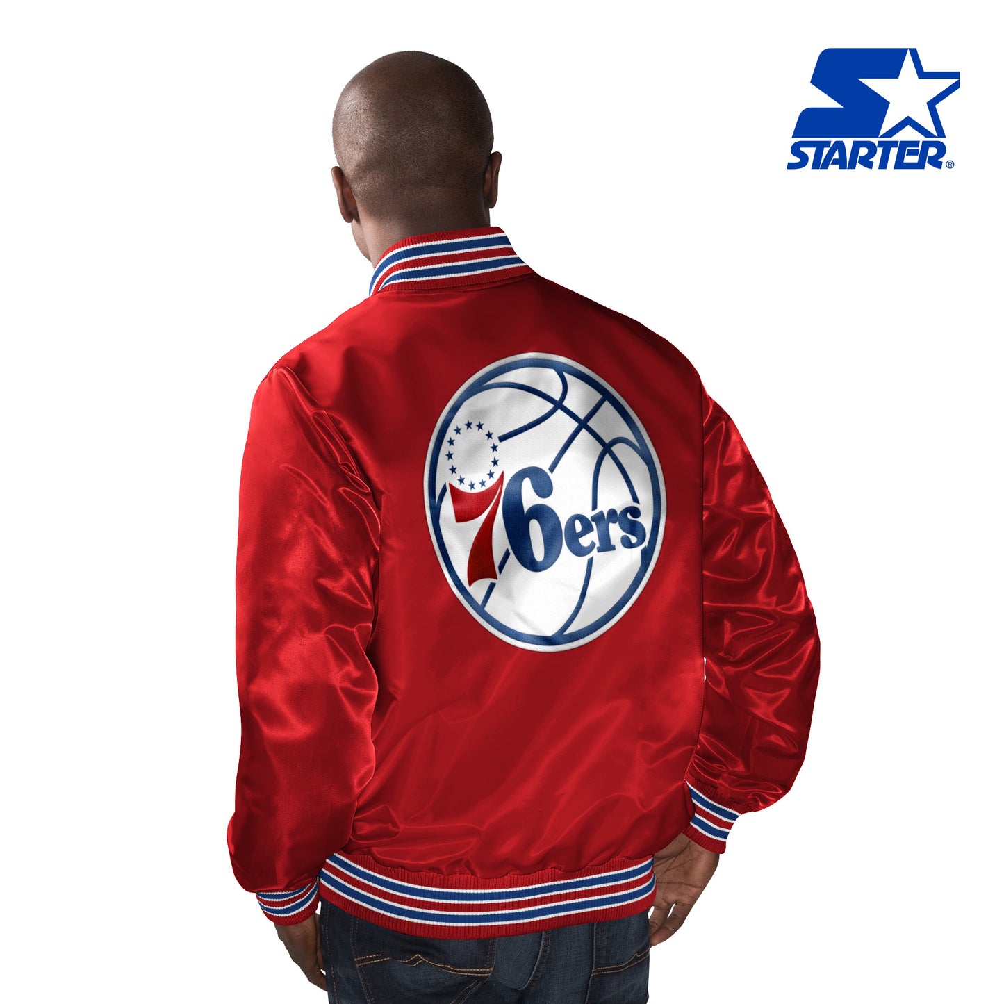 Philadelphia 76ers Starter The Champ Vintage Full Snap Satin Jacket - Red