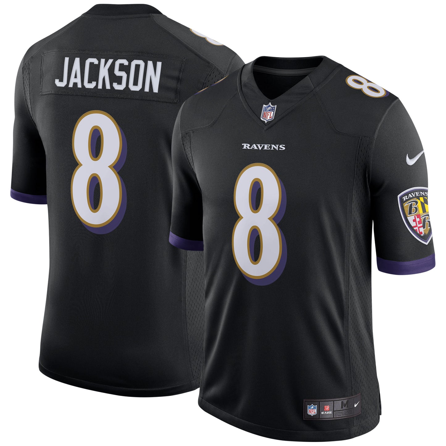 Baltimore Ravens Nike #8 Lamar Jackson Game Black Jersey Men's