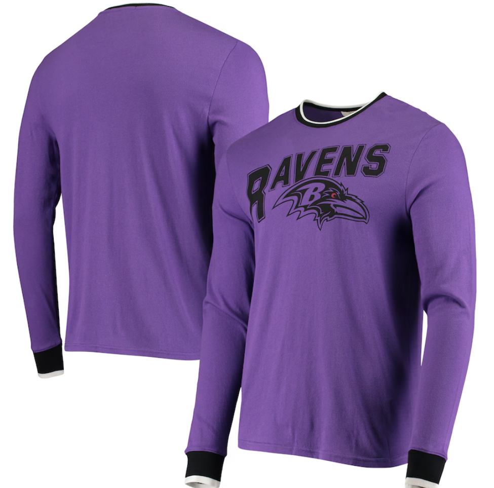Baltimore Ravens Men's Junk Food Purple Ringer Long Sleeve T-Shirt