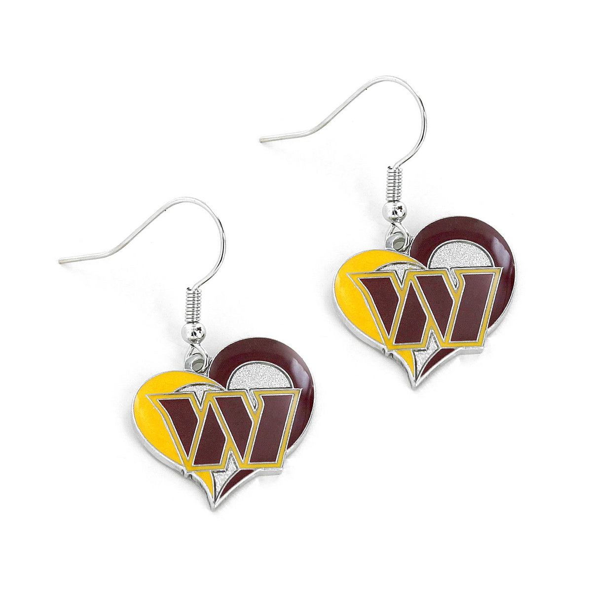 Washington Commanders Swirl Heart J-Hook Earrings