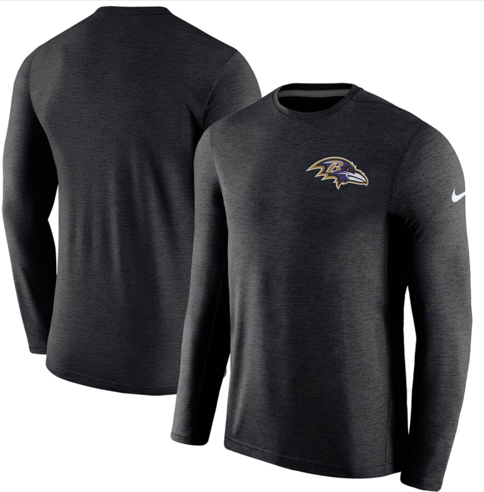 Baltimore Ravens Nike Black Sideline "Dri-Fit" Coaches Long Sleeve Performance T-Shirt