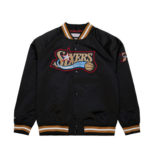 Philadelphia 76ers Mitchell & Ness Black Heritage Lightweight Satin Jacket