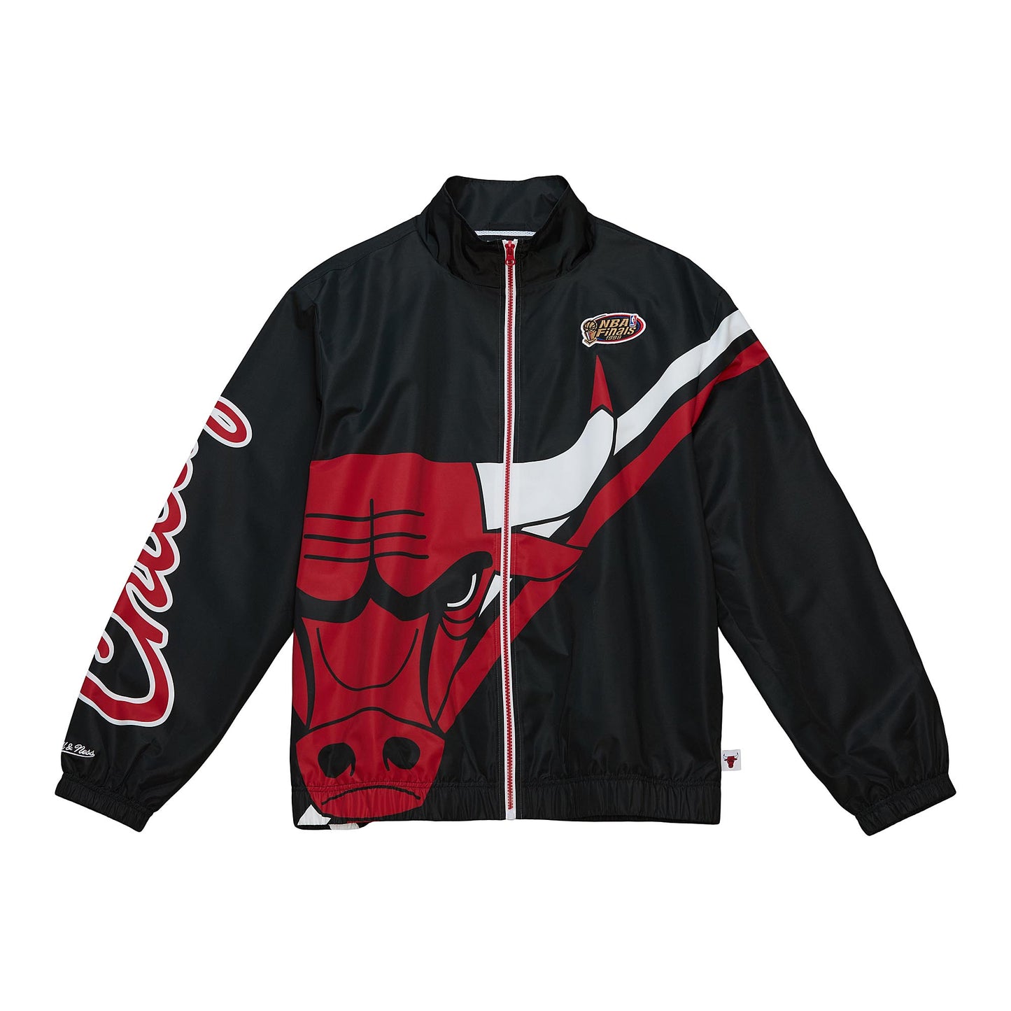 Chicago Bulls Mitchell & Ness Exploded Logo Warm Up Full Zip Jacket - Black