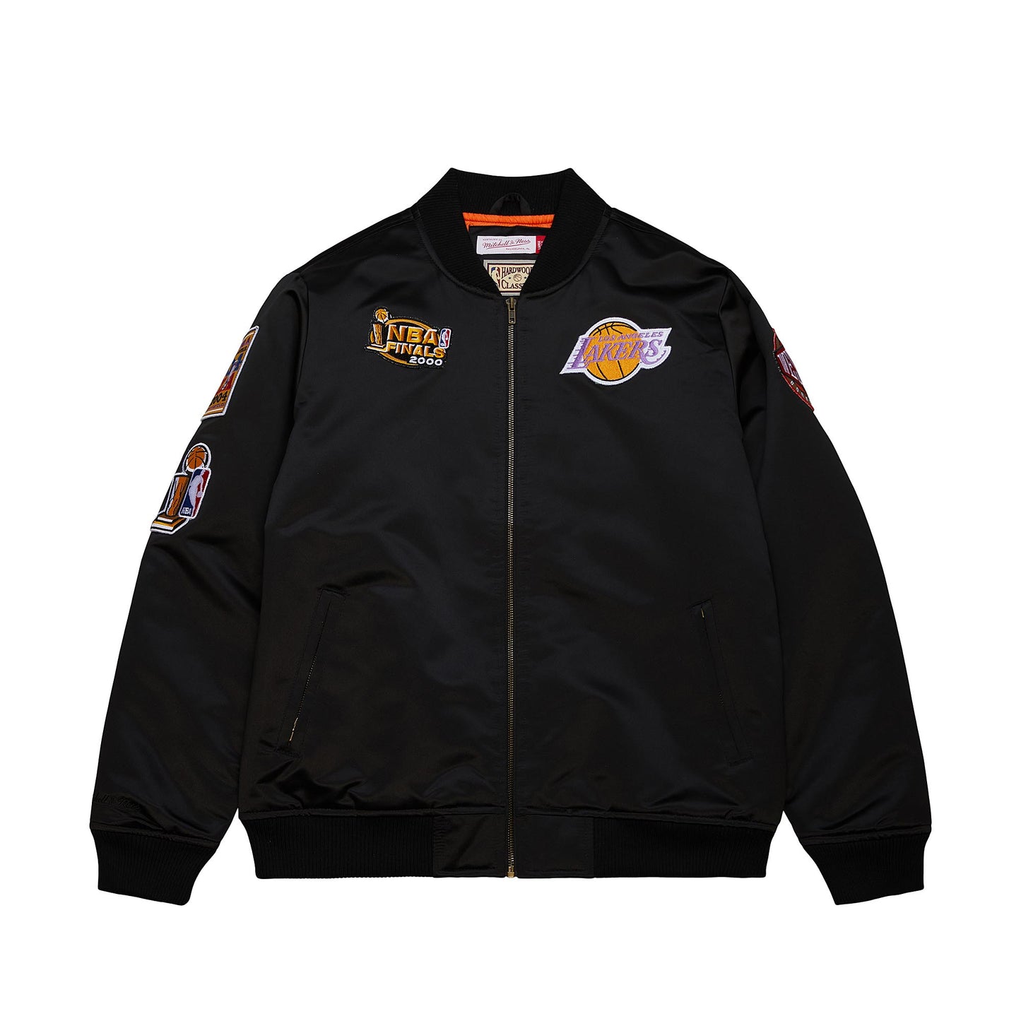 Los Angeles Lakers Mitchell & Ness Black Satin Bomber Jacket