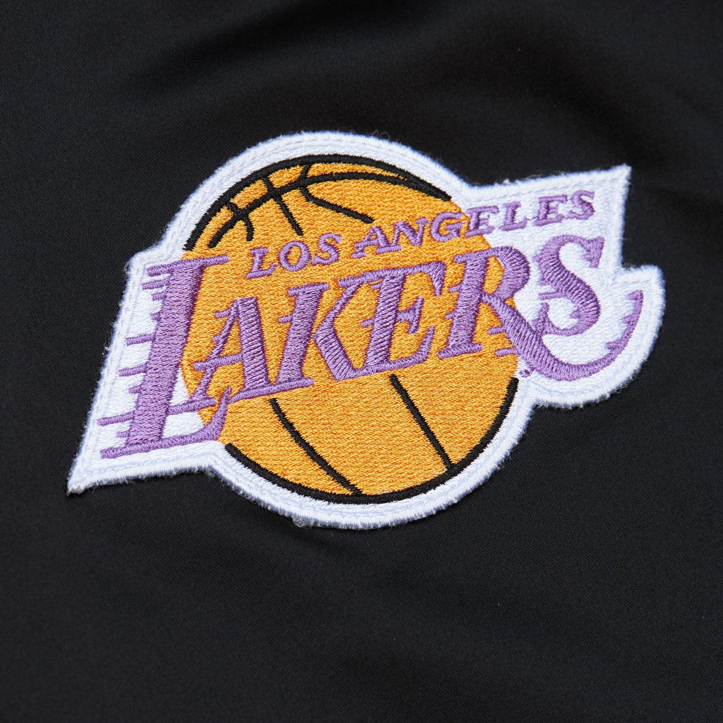 Los Angeles Lakers Mitchell & Ness Black Satin Bomber Jacket