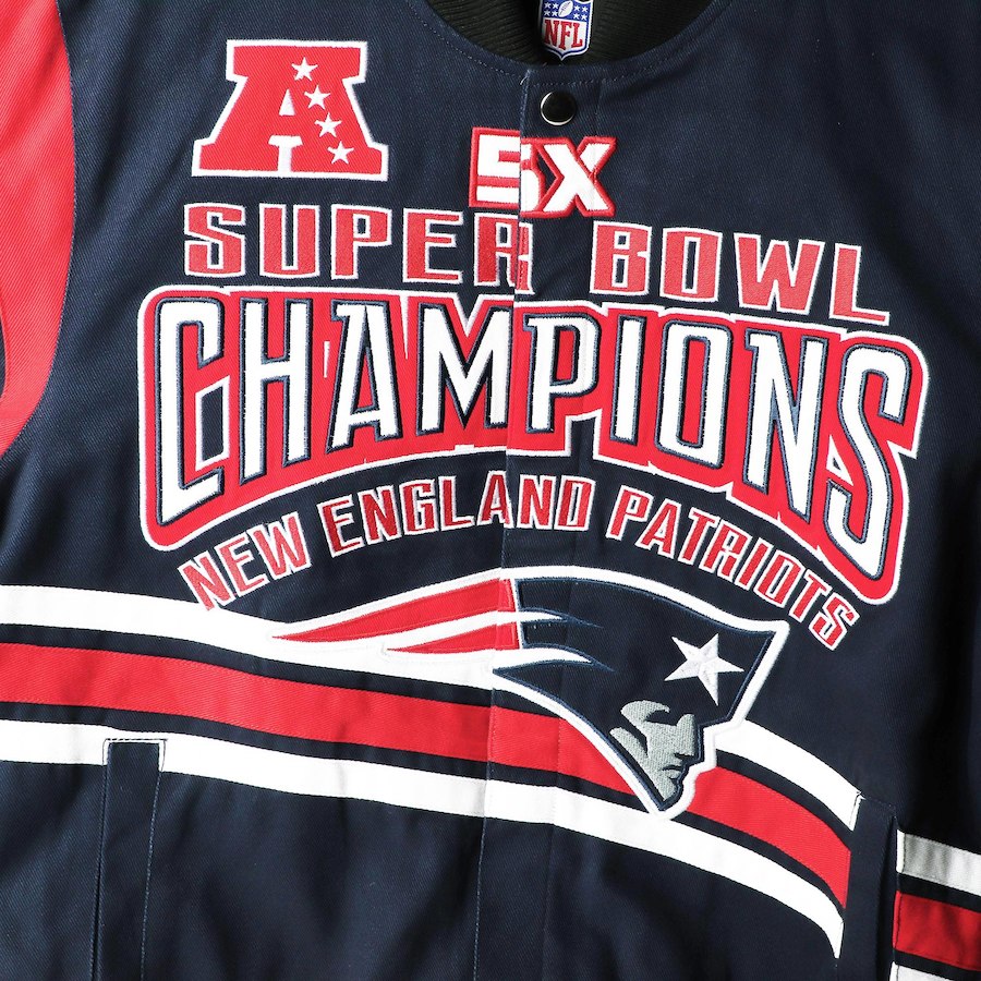 New England Patriots Gladiator 5 Time Super Bowl Champions Cotton Twill Jacket - Blue