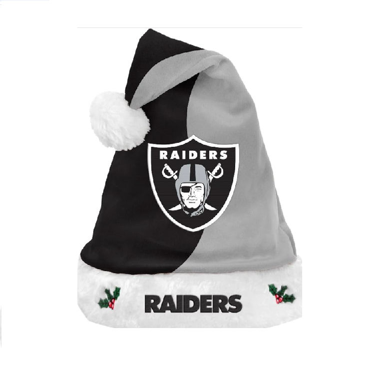 Las Vegas Raiders Team Multi Color Santa Hat - Black / Silver