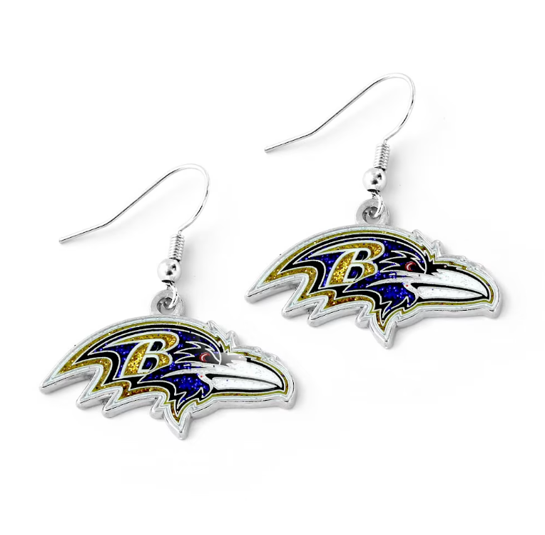 Baltimore Ravens Glitter Dazzle J-Hook Earrings