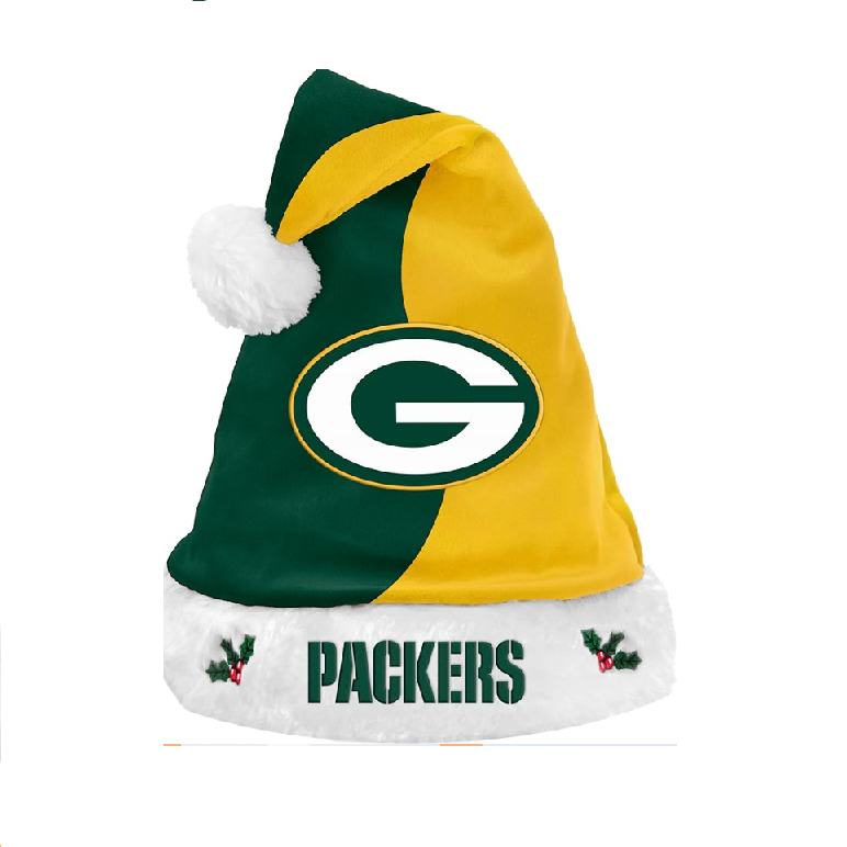 Green Bay Packers Team Multi Color Santa Hat - Yellow / Green
