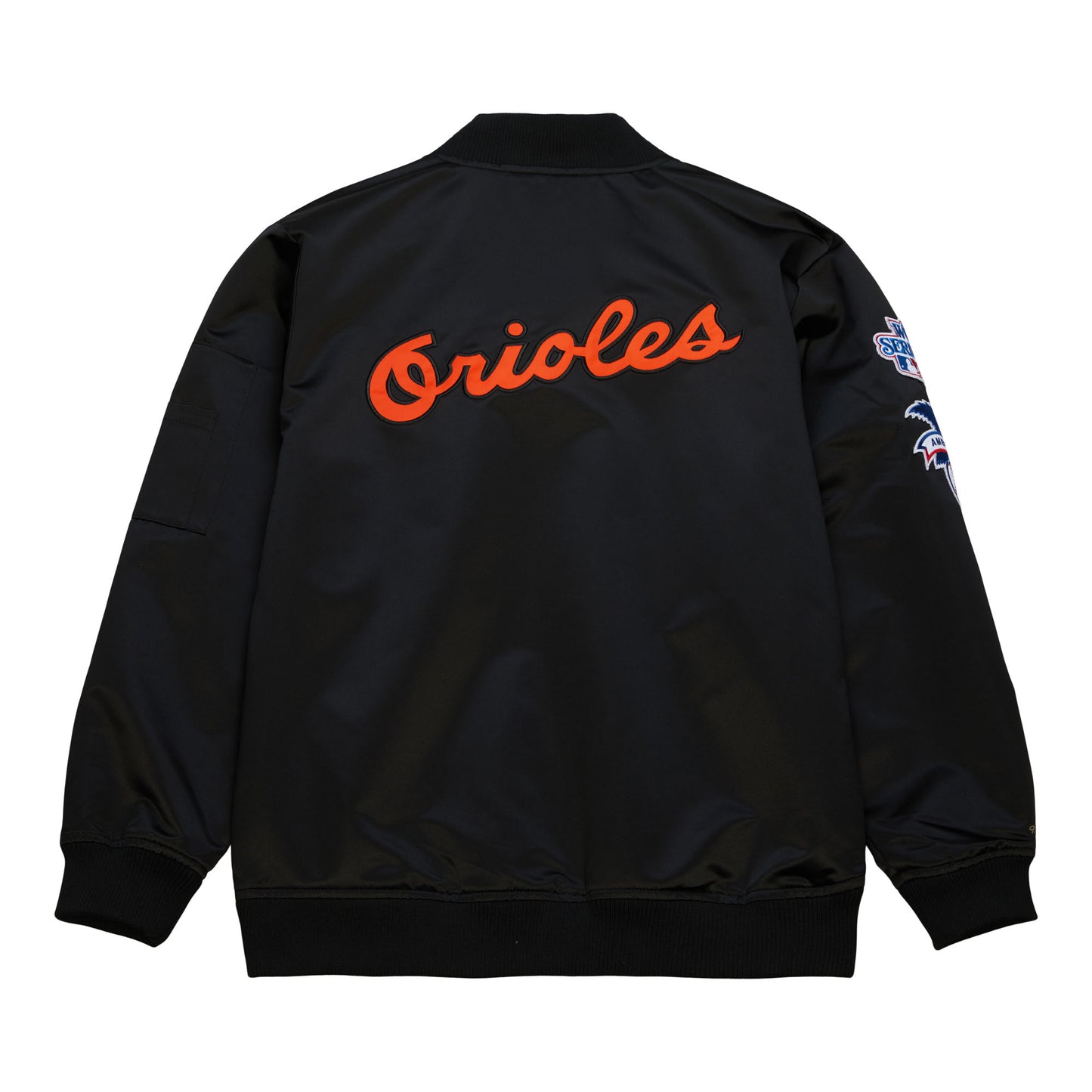Baltimore Orioles Mitchell & Ness Black Satin Bomber Jacket