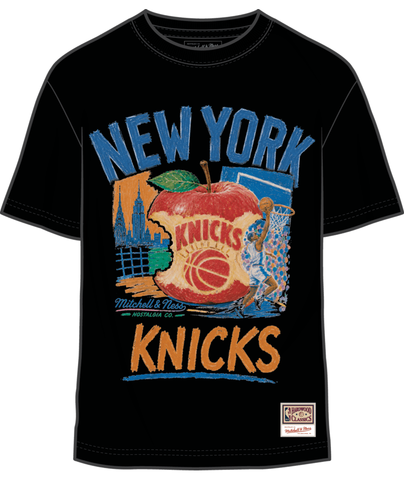 New York Knicks Mitchell & Ness NBA Concrete Big Apple t-Shirt- Black