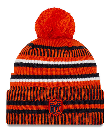 Chicago Bears New Era Sideline Sport Cuffed Pom Knit Hat-Orange