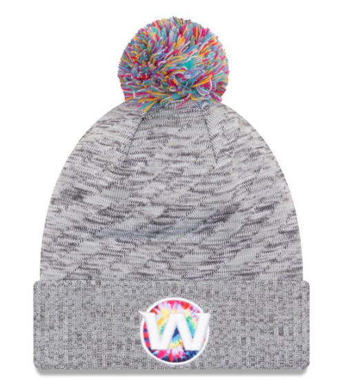 Washington Football New Era NFL Crucial Catch Cuffed Pom Knit Hat - Gray