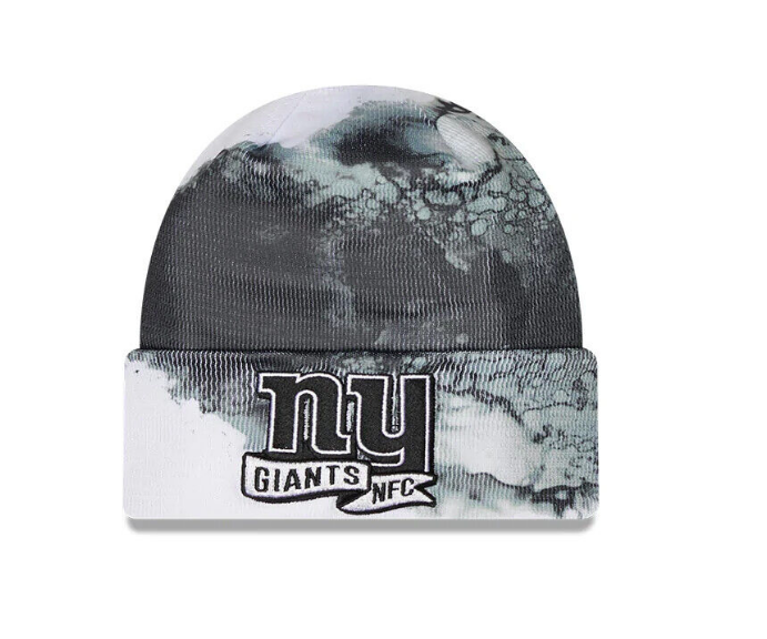 New York Giants New Era Sideline Ink Dye Cuffed Knit Hat - Black/White