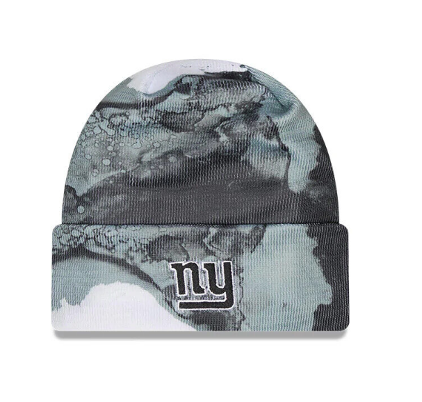 New York Giants New Era Sideline Ink Dye Cuffed Knit Hat - Black/White