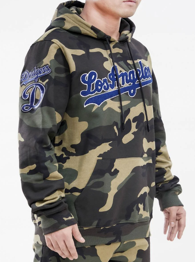 Los Angeles Dodgers Pro Standard Logo Pro Team Olive Camo Hoodie
