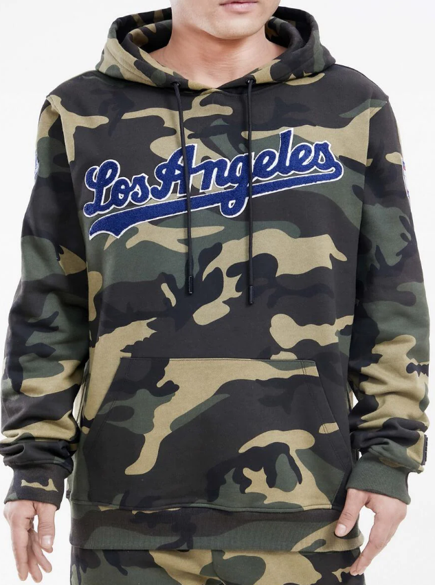 Los Angeles Dodgers Pro Standard Logo Pro Team Olive Camo Hoodie