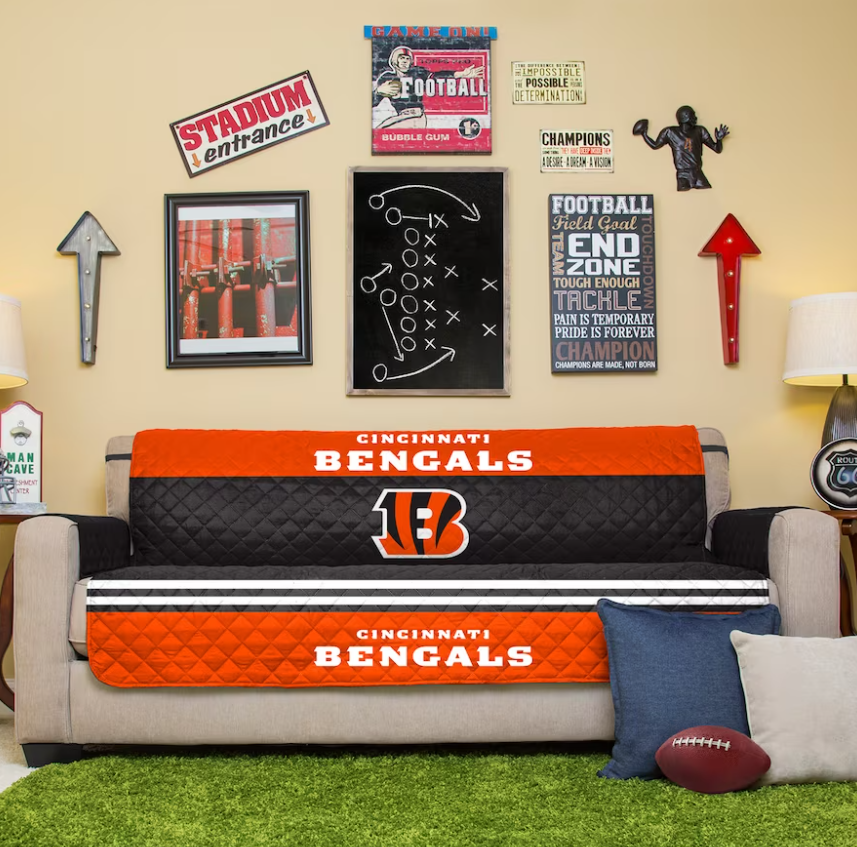 Cincinnati Bengals NFL Reversible Furniture Protector Sofa Cover