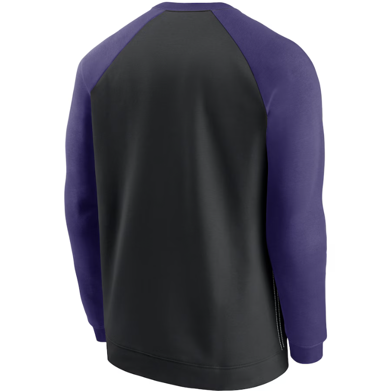 Baltimore Ravens Nike Historic Raglan Crew Performance Sweater - Black / Purple