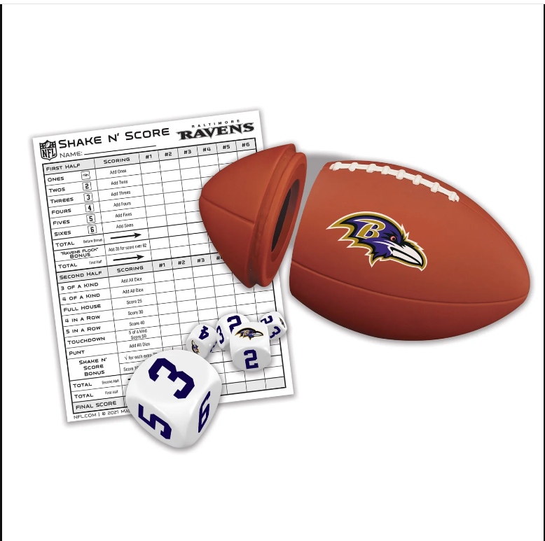Baltimore Ravens Shake N' Score MasterPieces Officially Licensed NFL Dice Game for Age 6 and Up