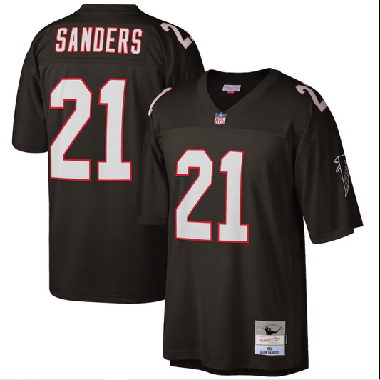 Atlanta Falcons Mitchell & Ness #21 Deion Sanders 1992 Legacy Throwback Jersey- Black