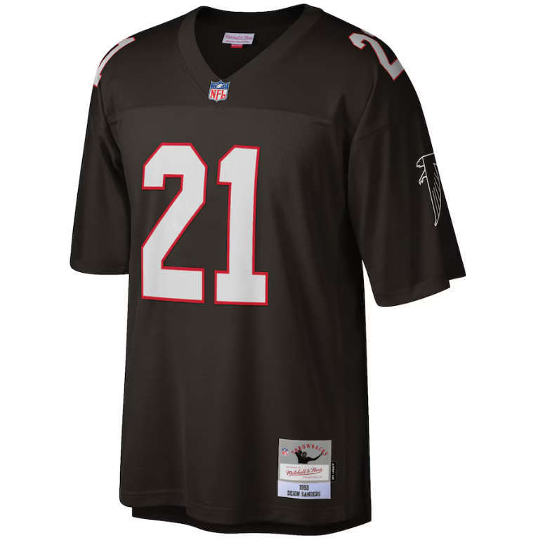 Atlanta Falcons Mitchell & Ness #21 Deion Sanders 1992 Legacy Throwback Jersey- Black