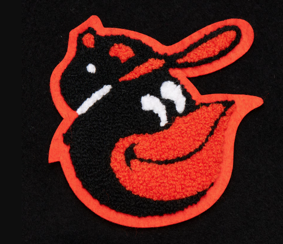 Baltimore Orioles Mitchell & Ness Black Out Vintage Wool Varsity Jacket