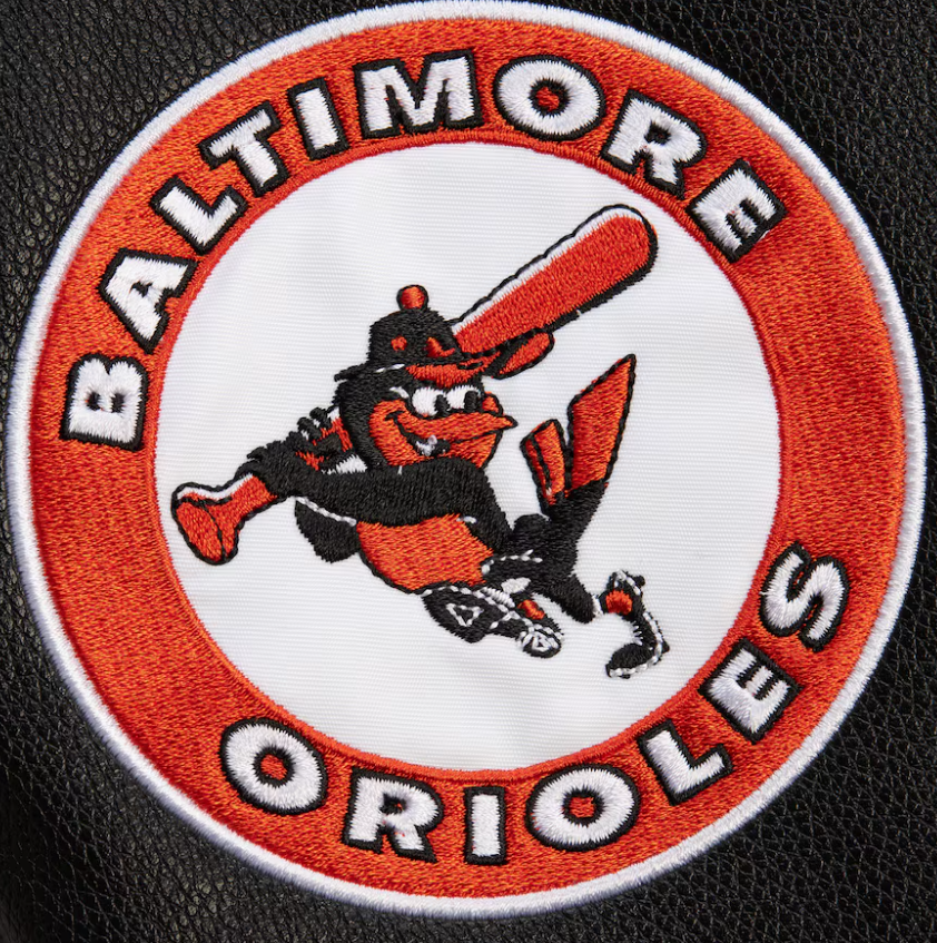 Baltimore Orioles Mitchell & Ness Black Out Vintage Wool Varsity Jacket