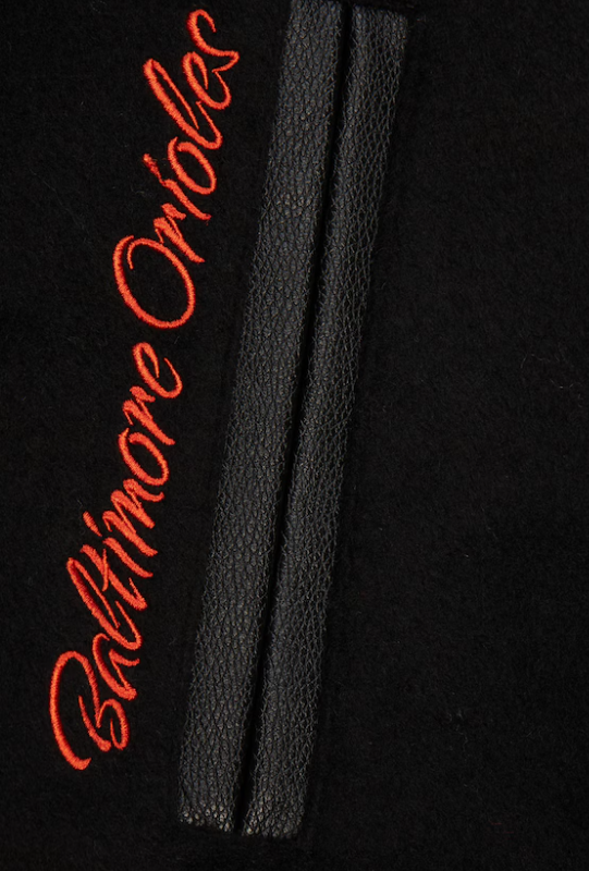 Baltimore Orioles Mitchell & Ness Black Out Vintage Wool Varsity Jacket